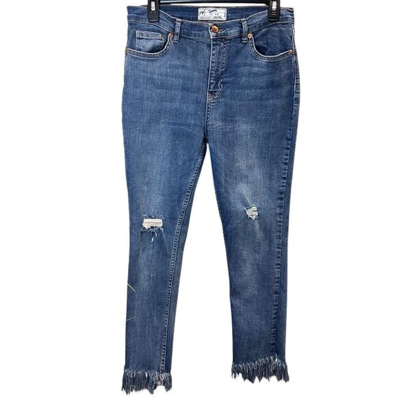 Free People Great Heights Frayed Skinny Jeans Size 30 - Picture 2 of 16